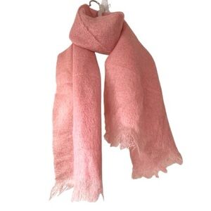 Handcraft Pink Mohair Wool Blend Scarf Made in Scotland